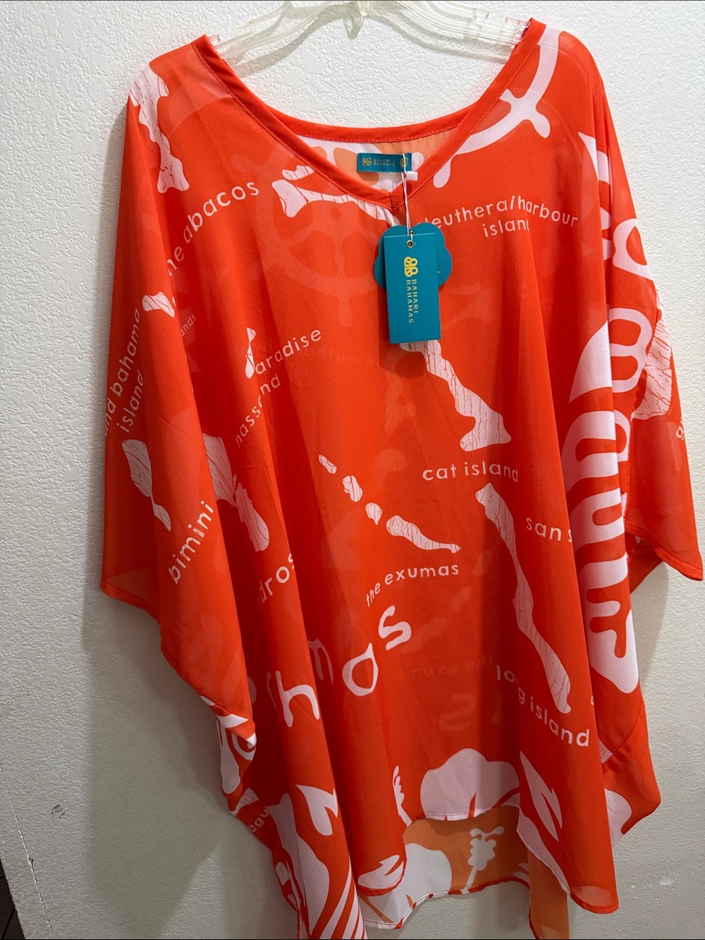 Bahari Orange and White Printed Tunic Cover-Up